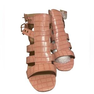 Cato Pink Faux Snake Print 7 1/2 W Heels